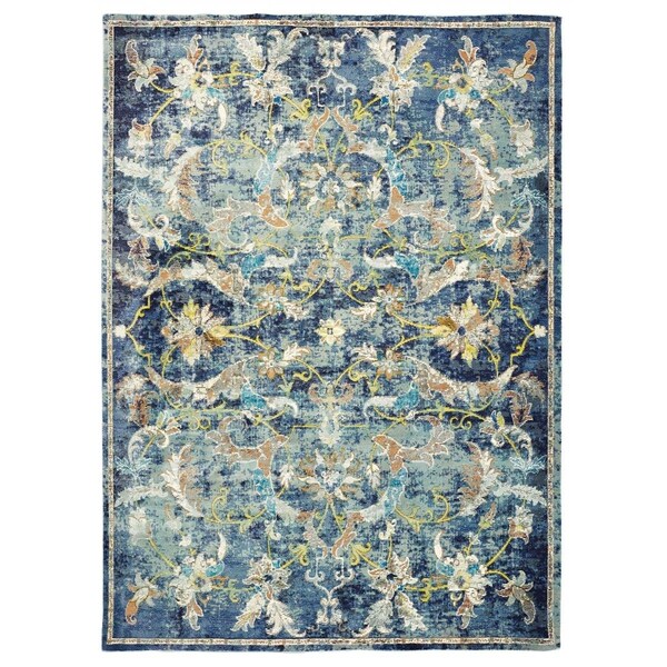 Palacedesigns 4 x 6 ft. Blue & White Jacobean Pattern Area Rug PA3101855 - main